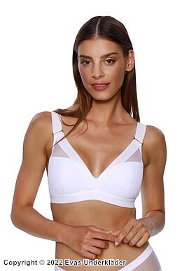 Sports bra, wide shoulder straps, mesh overlay